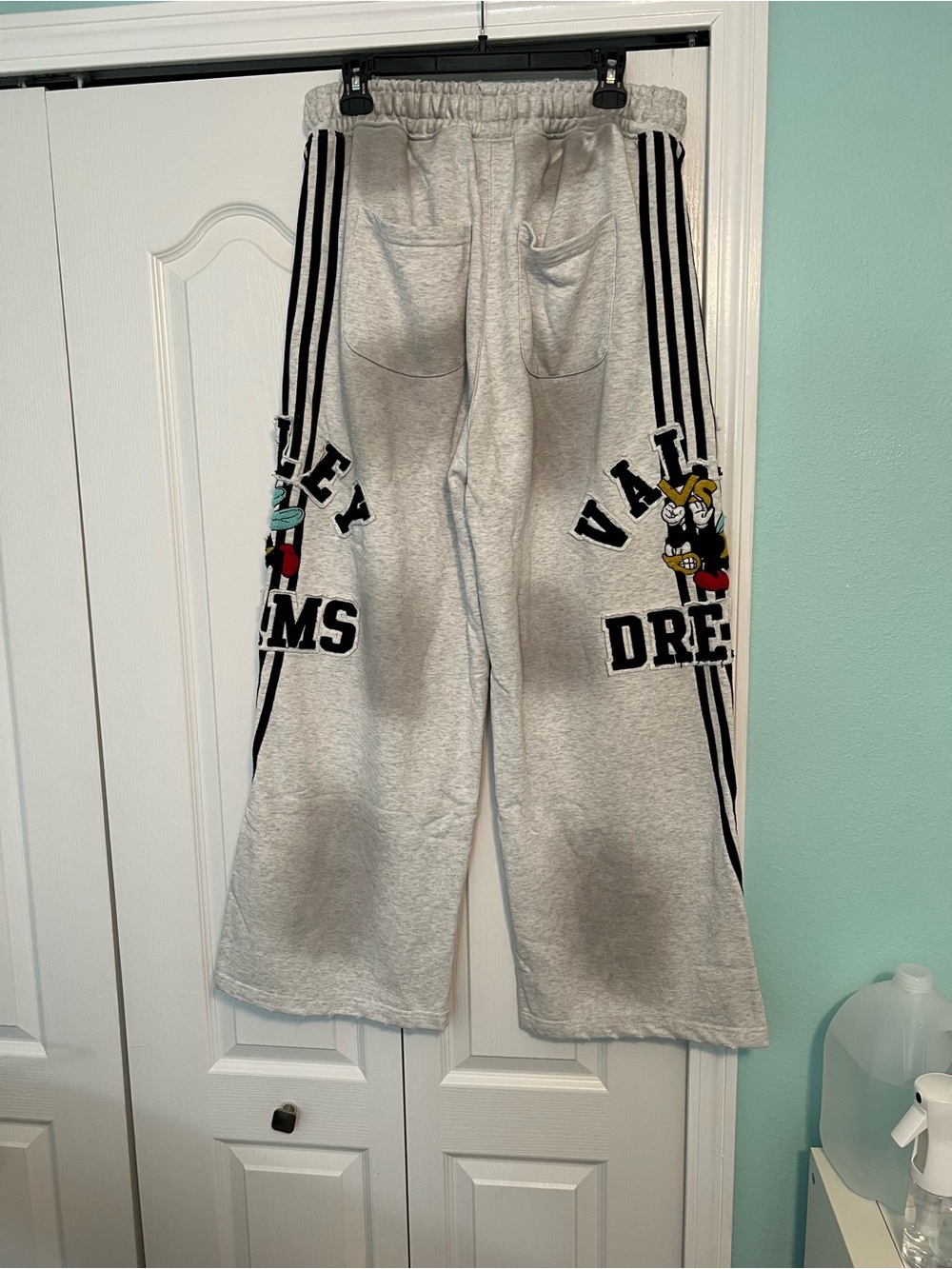 Valley dreams Gray Graphic Sweatpants with Side Stripes